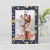 Foto Blue Gold Vintage Weihnachten (Stehend Vorderseite)