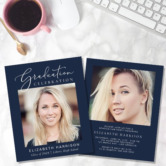 Foto Blue Graduation Party Einladung