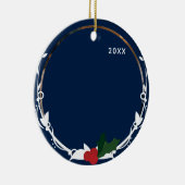 Foto Blue Holly Christmas Keramik Ornament (Rechts)