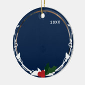 Foto Blue Holly Christmas Keramik Ornament (Links)