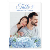 Foto Blue Hydrangea Hochzeit Tischnummer (Rückseite)