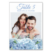 Foto Blue Hydrangea Hochzeit Tischnummer (Vorderseite)