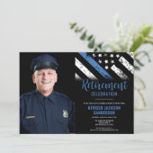 Foto Blue Line Strafverfolgung Polizeieinziehung Einladung (Stehend Vorderseite)