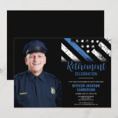 Foto Blue Line Strafverfolgung Polizeieinziehung Einladung (Vorne/Hinten)