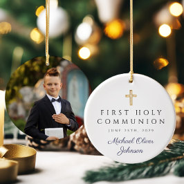 Foto Blue Religious Cross Boy Erste Kommunion Keramik Ornament