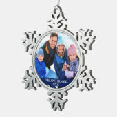 Foto Blue Schneeflocken Zinn-Ornament (Rechts)