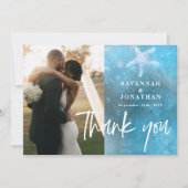 Foto Blue Sea Summer Wedding Dankeskarte (Vorderseite)