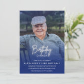 Foto Blue Shadow Geburtstag Abendessen 93. Geburts Einladung (Stehend Vorderseite)