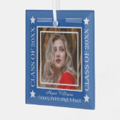 Foto Blue | Silver Class Year Abschluss Ornament Aus Glas (Vorderseite links)
