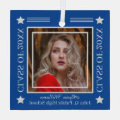Foto Blue | Silver Class Year Abschluss Ornament Aus Glas (Rückseite)