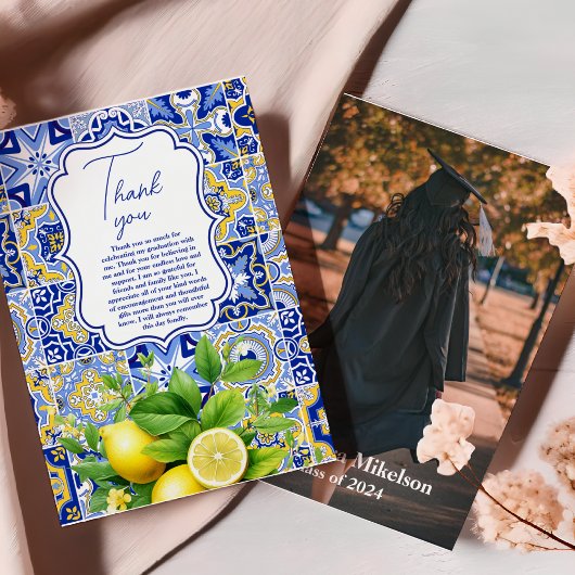 Foto Blue tiles Lemons Abschluss Dankeskarte