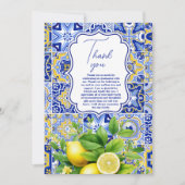 Foto Blue tiles Lemons Abschluss Dankeskarte (Vorderseite)