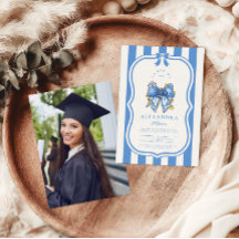 Foto Blue Toile Bow Coquette Nursing School Gradu