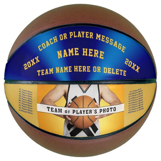Foto Blue und Gold Personalisiert Basketball Ball (Vorderseite)