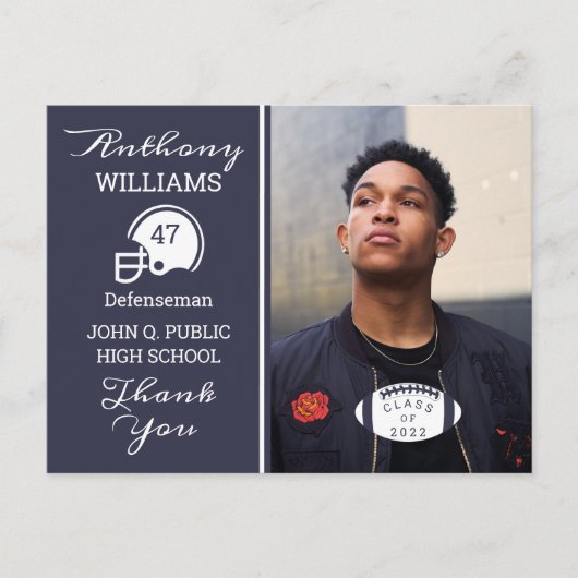 Foto Blue | White Abschluss Postcard Postkarte (Vorderseite)