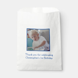 Foto Blue White Birthday Fevor Bag Geschenktütchen