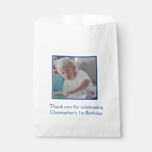 Foto Blue White Birthday Fevor Bag Geschenktütchen (Vorderseite)