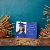 Foto Blue White Gold Abschluss Keepake Fotoplatte (Seite)