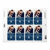 Foto Blue White Snowflakes Winter Wedding Label (Vorne)