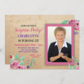 Foto-Blume für Frauen Rustikale Einladung (Vorne/Hinten)