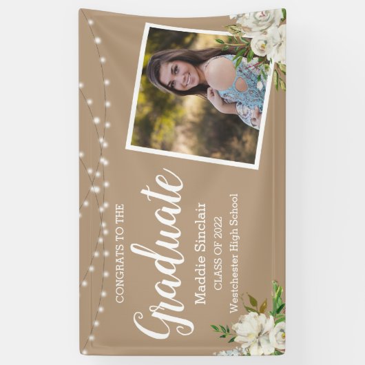 Foto Blume String Lights Abschluss Tan Banner (Vertikal)