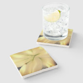 Foto Blume Weißer Lillum Marmorstein Untersetzer (Seitenansicht)