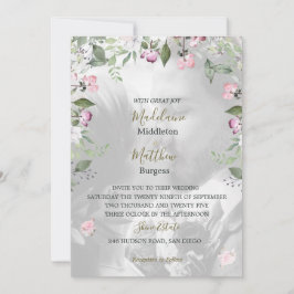 Foto Blumenblume Lila-goldfarbene Hochzeit Einladung