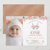 Foto Blumenbunny Face Einiges Sonniges 1. Geburtst Einladung (Vorne/Hinten)