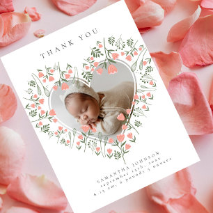 Foto Blumenstrauß Herz Elegant Kinderdusche Danke Postkarte