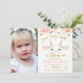 Foto Blumenzwiebelgesicht 1. Geburtstag Einladung (Stehend Vorderseite)