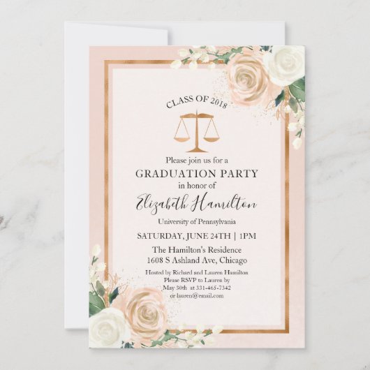 Foto Blush Bloral Einladung (Vorderseite)