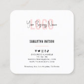 Foto Blush Pink Feminine Trendy Fotograf Quadratische Visitenkarte (Rückseite)