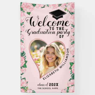 Foto Blush Pink Floral Girl Abschluss Willkommen Banner