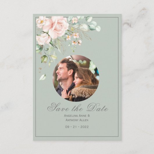 Foto Blush Pink Floral Wasserfarbe Blumenzehen Save The Date (Vorderseite)