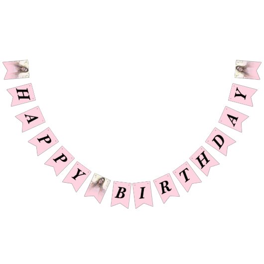 Foto Blush Pink Gradient Happy Geburtstag Wimpelkette (Alle)