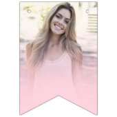 Foto Blush Pink Gradient Happy Geburtstag Wimpelkette (Erste Fahne)
