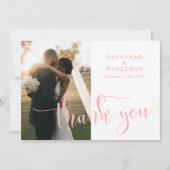 Foto Blush Pink Hochzeit Dankeskarte (Vorderseite)