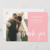 Foto Blush Pink Hochzeit Dankeskarte (Vorderseite)