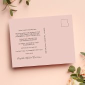 Foto Blush Pink Hochzeitsempfang Save the Date Ankündigungspostkarte