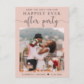 Foto Blush Pink Hochzeitsempfang Save the Date Ankündigungspostkarte (Vorderseite)