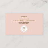 Foto Blush Pink Minimalistischer Retro Visitenkarte (Rückseite)