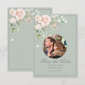 Foto Blush Pink Wasserfarben Blumenzehen Save The Date (Vorne/Hinten)