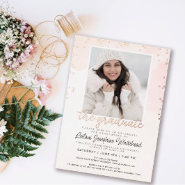 Foto Blush Pink Watercolor Graduation Party Folieneinladung