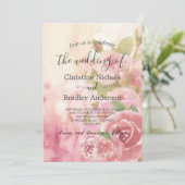 Foto Blush Rose Botanischer QR Code Hochzeit Einladung (Stehend Vorderseite)