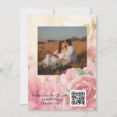 Foto Blush Rose Botanischer QR Code Hochzeit Einladung (Rückseite)