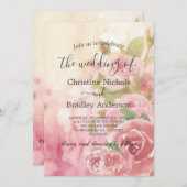 Foto Blush Rose Botanischer QR Code Hochzeit Einladung (Vorne/Hinten)