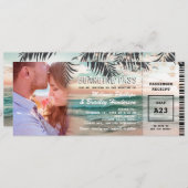 Foto Boarding Pass Tropical Beach Hochzeit Einladung (Vorne/Hinten)