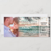 Foto Boarding Pass Tropical Beach Hochzeit Einladung (Vorderseite)