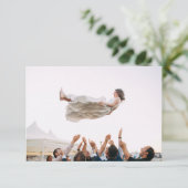 Foto Boda Corazón Azul Turquesa Violeta Gracias Dankeskarte (Stehend Vorderseite)