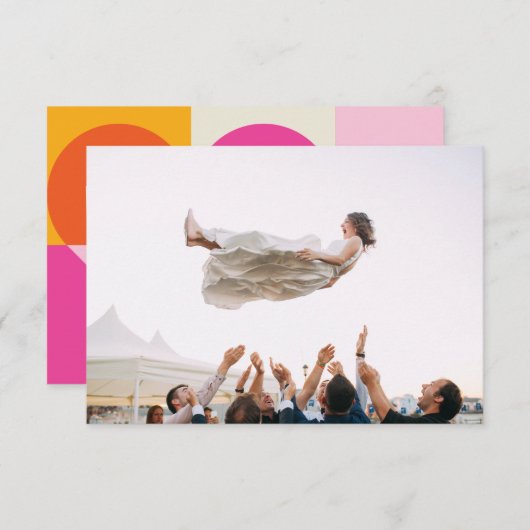 Foto Boda Corazón Naranja y Rosa Gracias Dankeskarte (Vorne/Hinten)